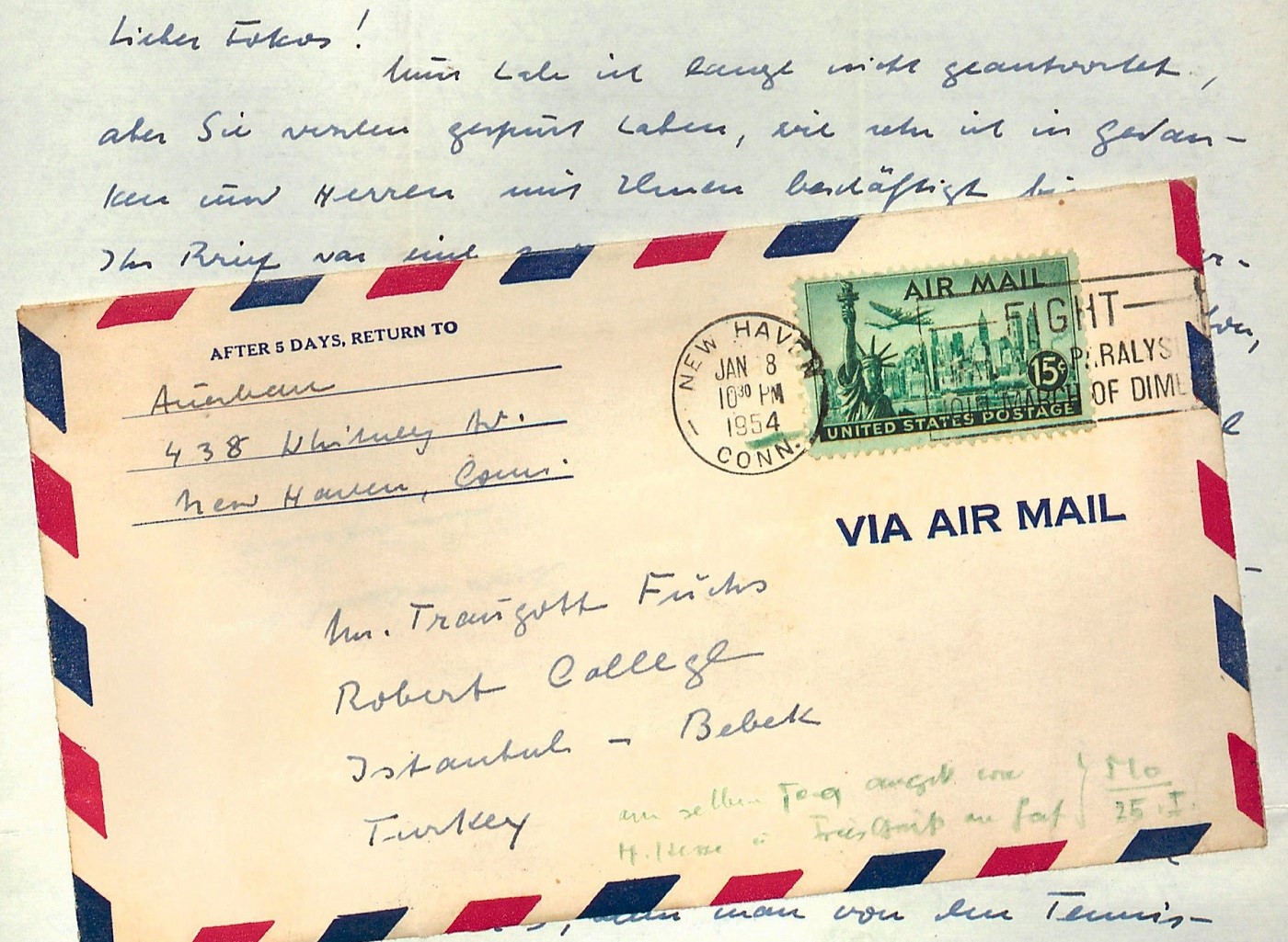 Marie Auerbach tarafından Traugott Fuchs’a gönderilen mektup (18 Ocak 1854)