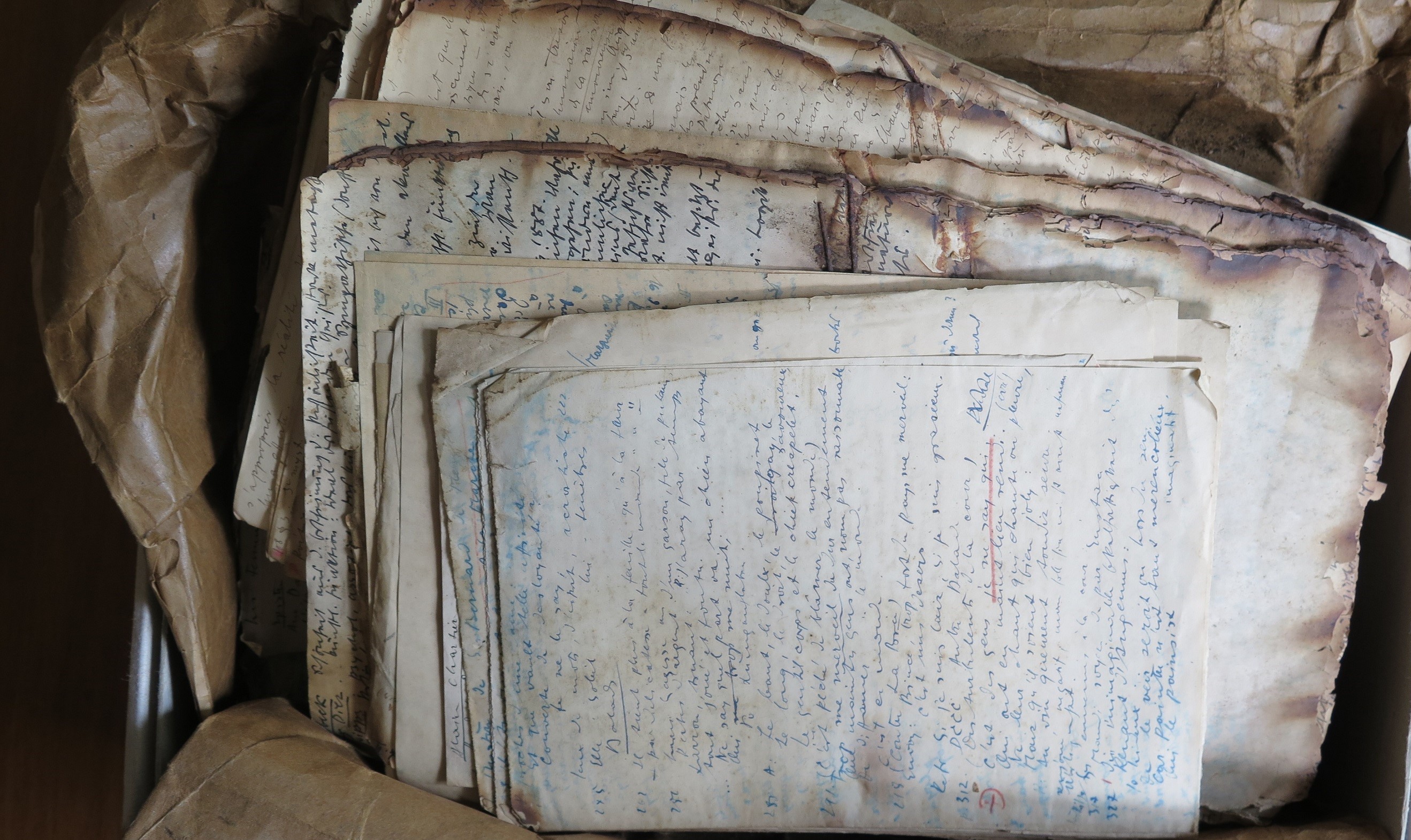 Traugott Fuchs’un tez konusu üzerine tuttuğu ve kısmen yanmış notları