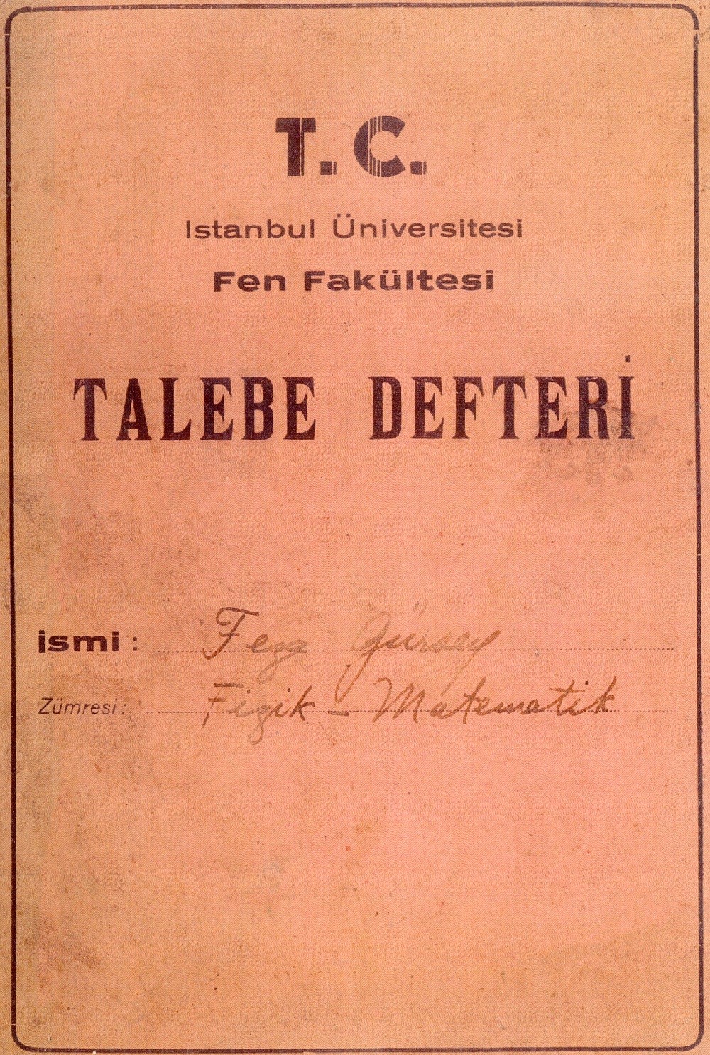 Physics-math notebook Feza Gürsey kept at İstanbul University