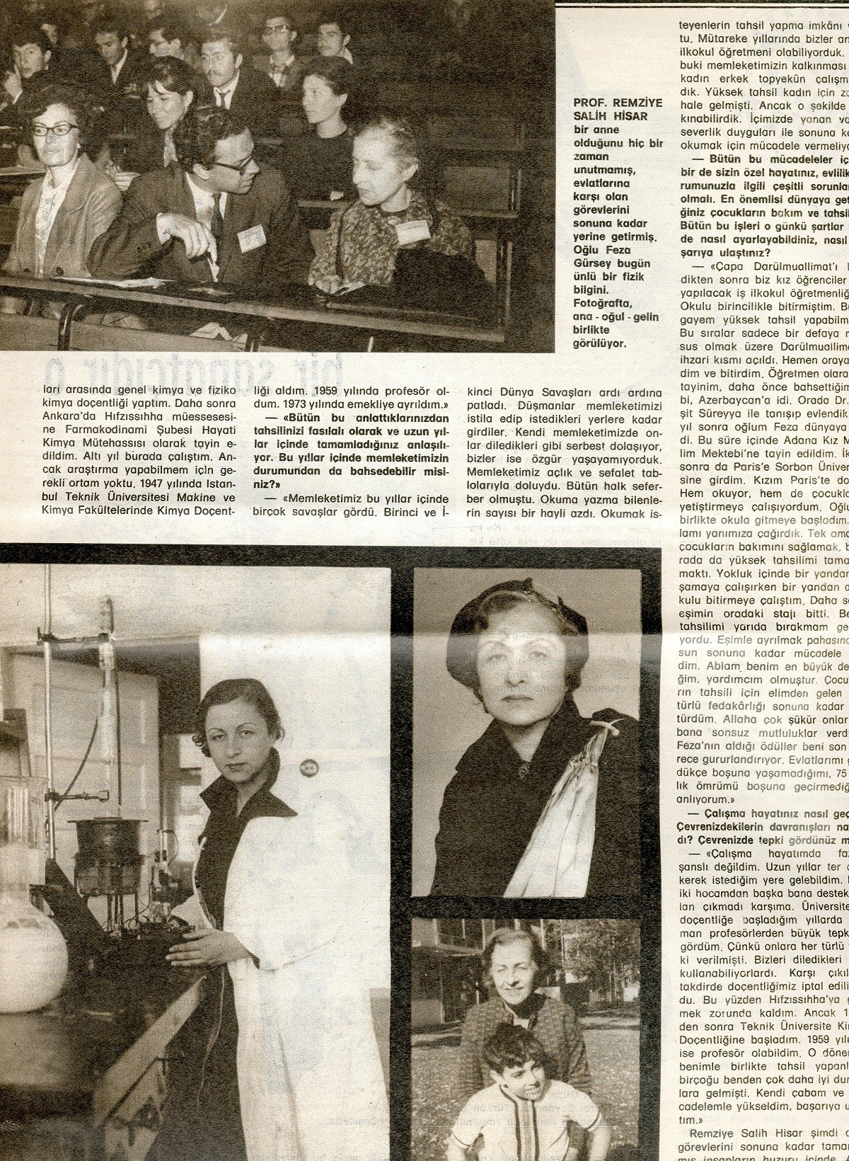 An article in Hayat journal on Feza Gürsey’s mother Remziye Hisar: “The First Examples in their Fields: First Women Chemist Remziye Hisar”