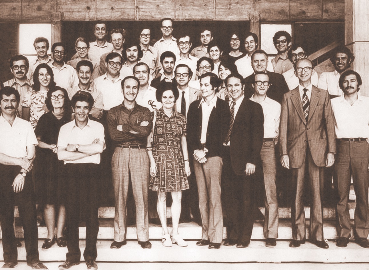 METU Physics Department, 1973. Feza Gürsey, Erdal İnönü and Suha Gürsey together with academics and other personnel from the Physics Department