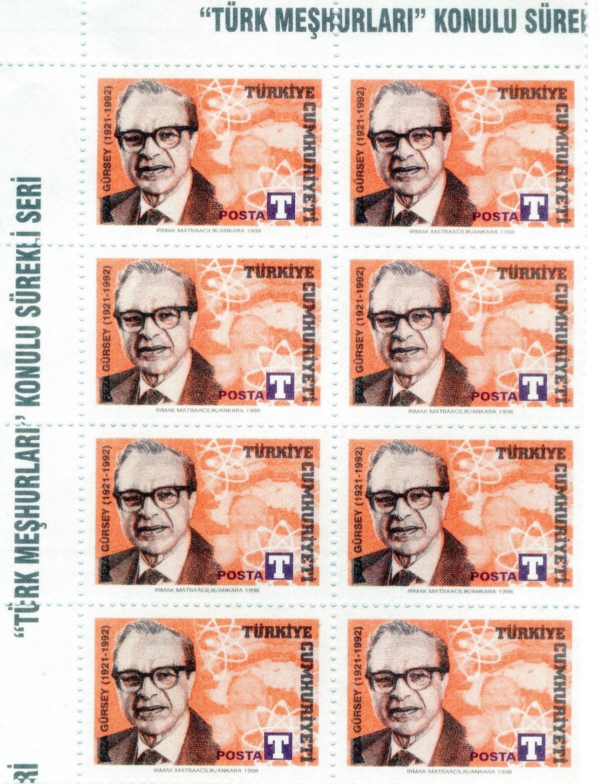 Feza Gürsey postal stamp from the series of Famous Turkish People 