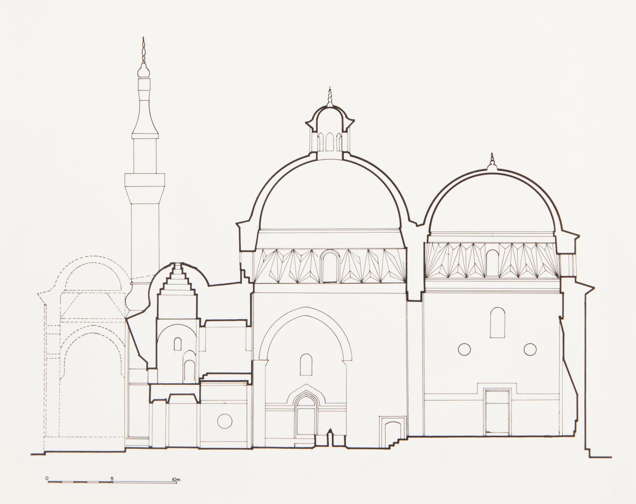 Yeşil Mosque, Bursa, cross-section