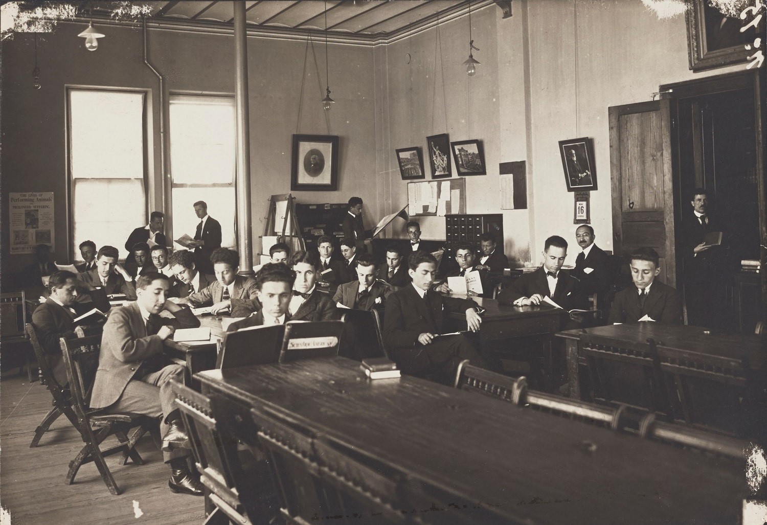 Students of the Robert College, Reading Room, 1920s. CU-RBML, RC Documents