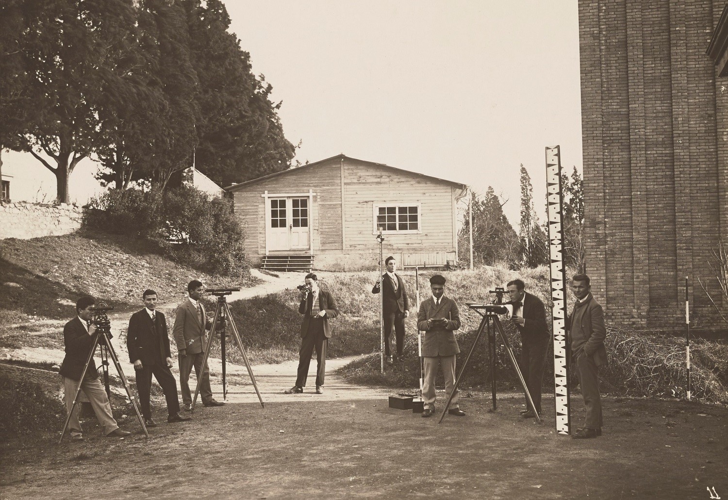 Students taking measurements, Robert College. CU-RBML, RC Documents