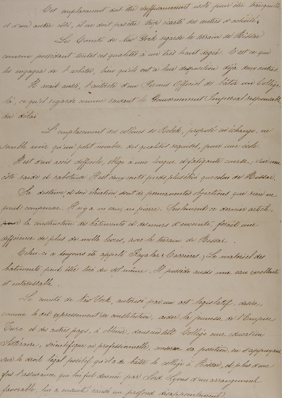 Rumelihisarında bulunan arsası ile Bebek karyesinde kain arsanın mübadelesine dair Mösyö Hamlin arizası
