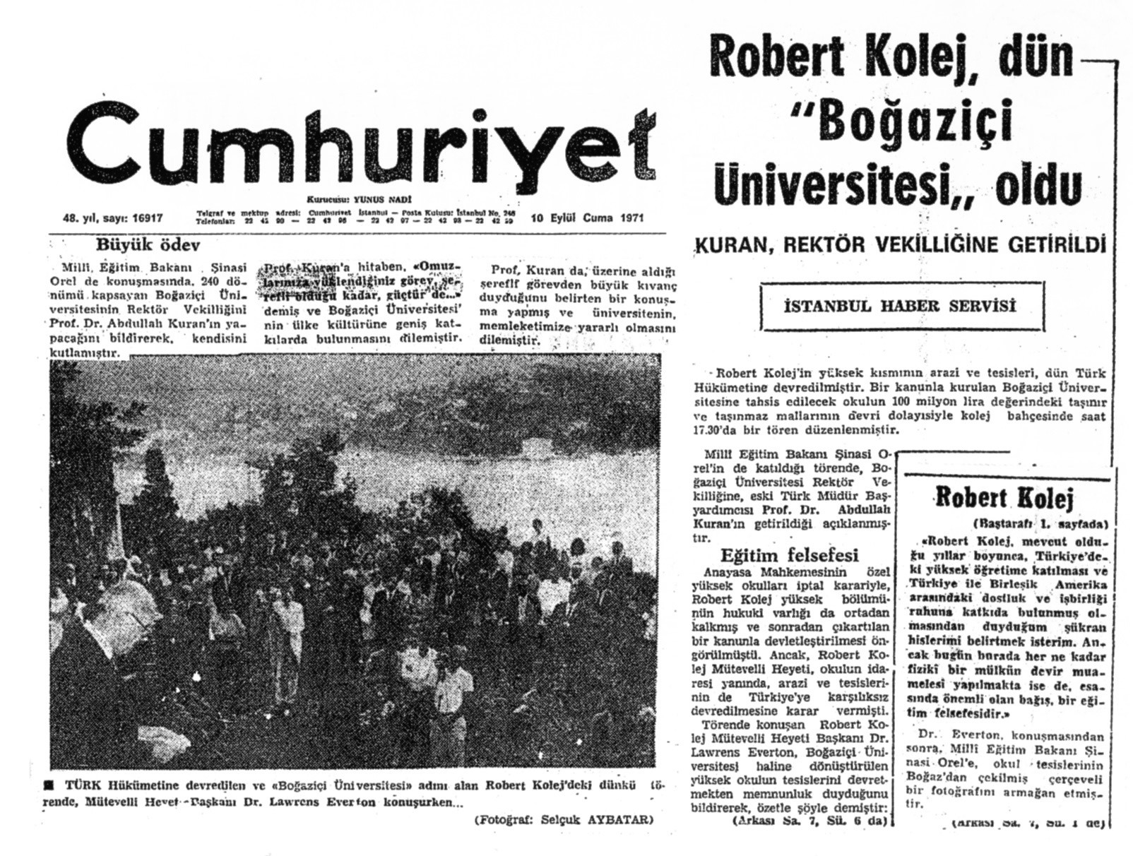  Cumhuriyet, 10 Eylül 1971