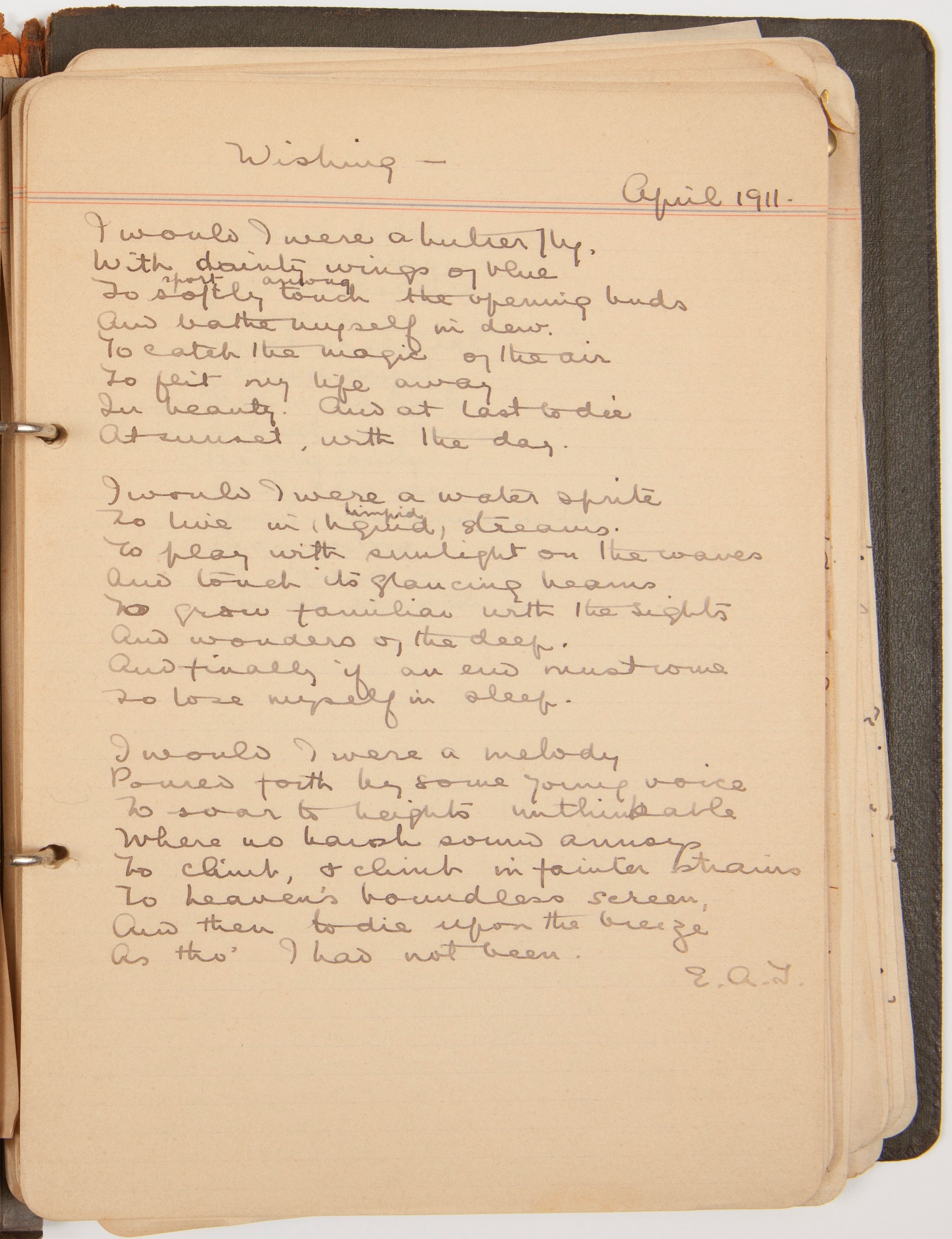 Eveline Thomson Scott’s poetry notebook