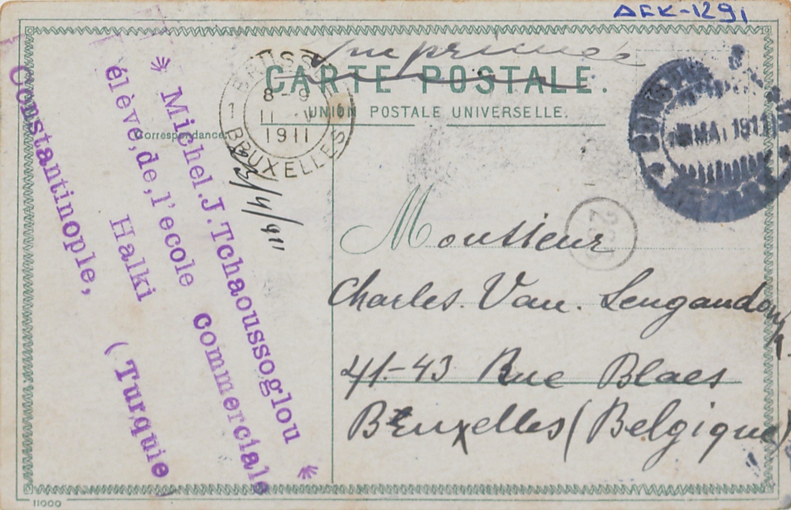 Eveline T. Scott’a gelen bir kartpostal ve arkası